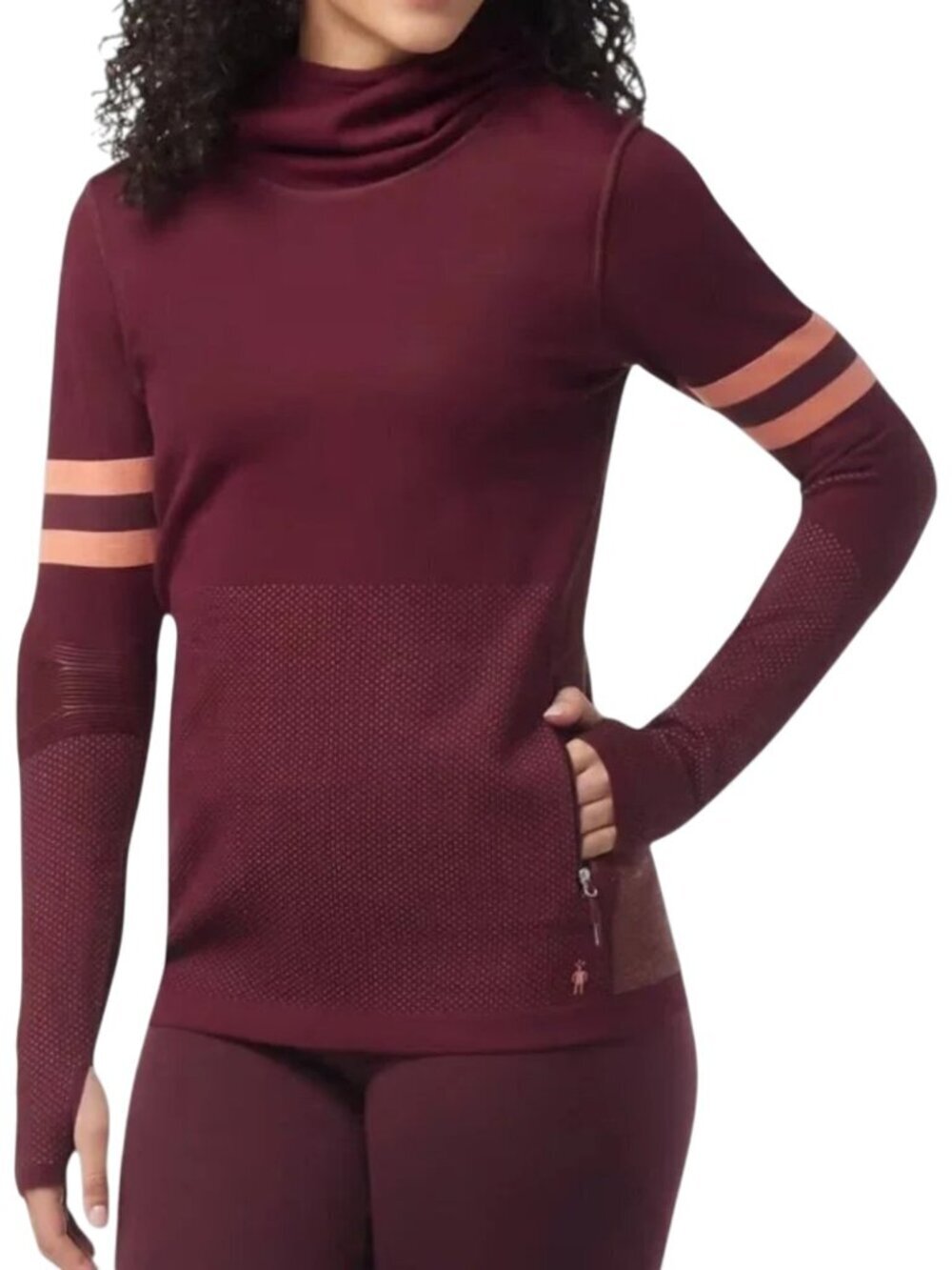 SMARTWOOL Women's Intraknit™ Merino Tech Pullover Hoodie burgundy orange XS
